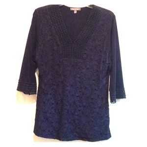 Rob & Ali, Tunic Top, Women’s Large, Navy Blue